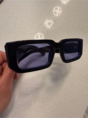 Prada Black Purple Rectangular Sunglasses